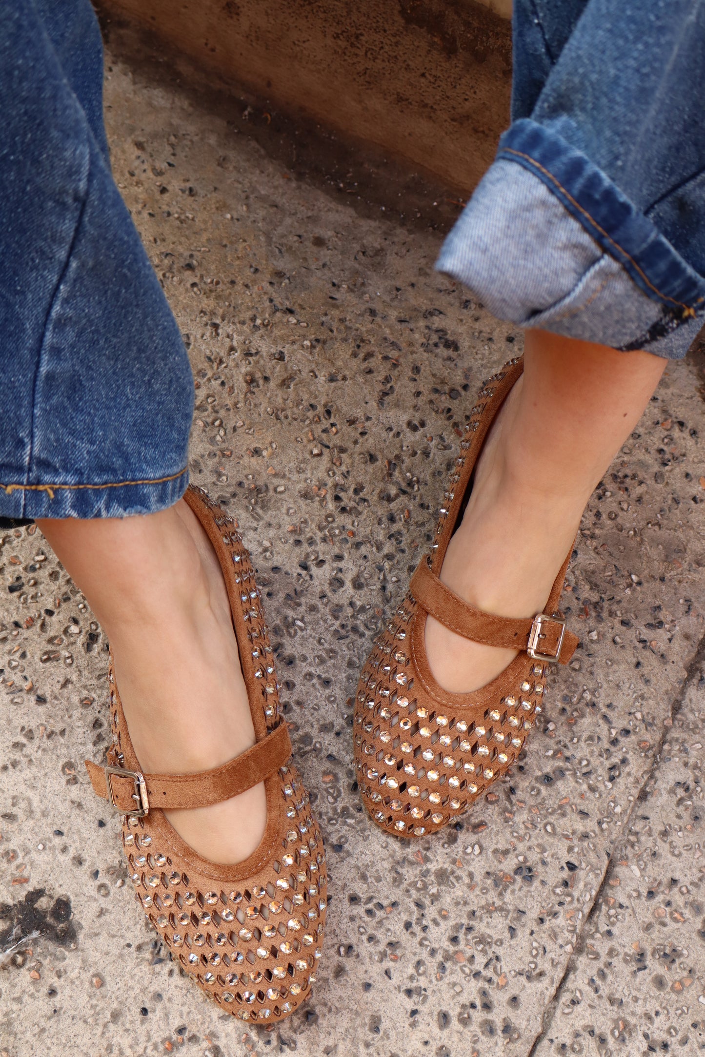 BALLERINA CON STRASS CAMMELLO