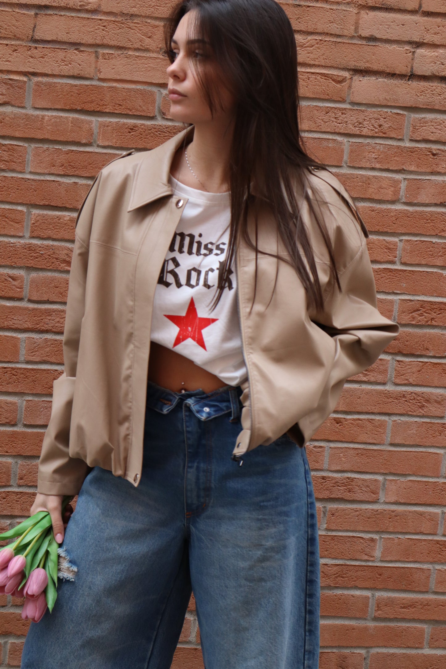 BOMBER ECOPELLE BEIGE