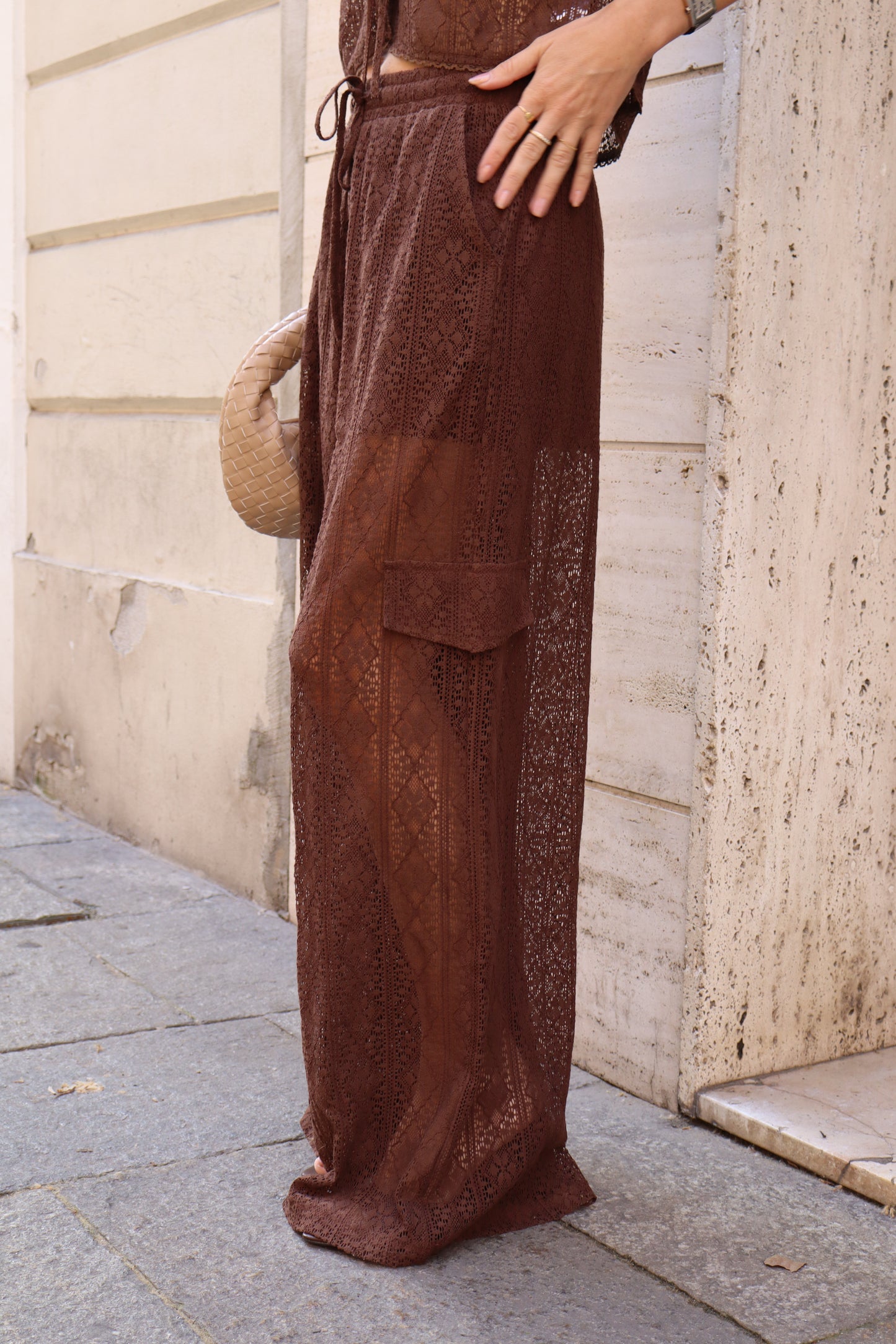 PANTALONE CARGO IN PIZZO