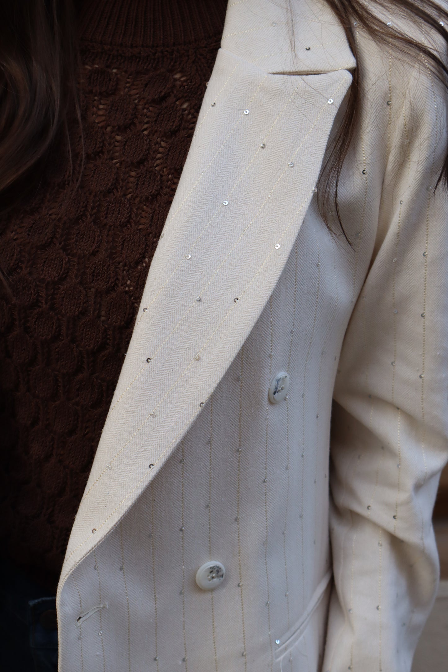 BLAZER DOPPIOPETTO CON MICRO PAILLETTES