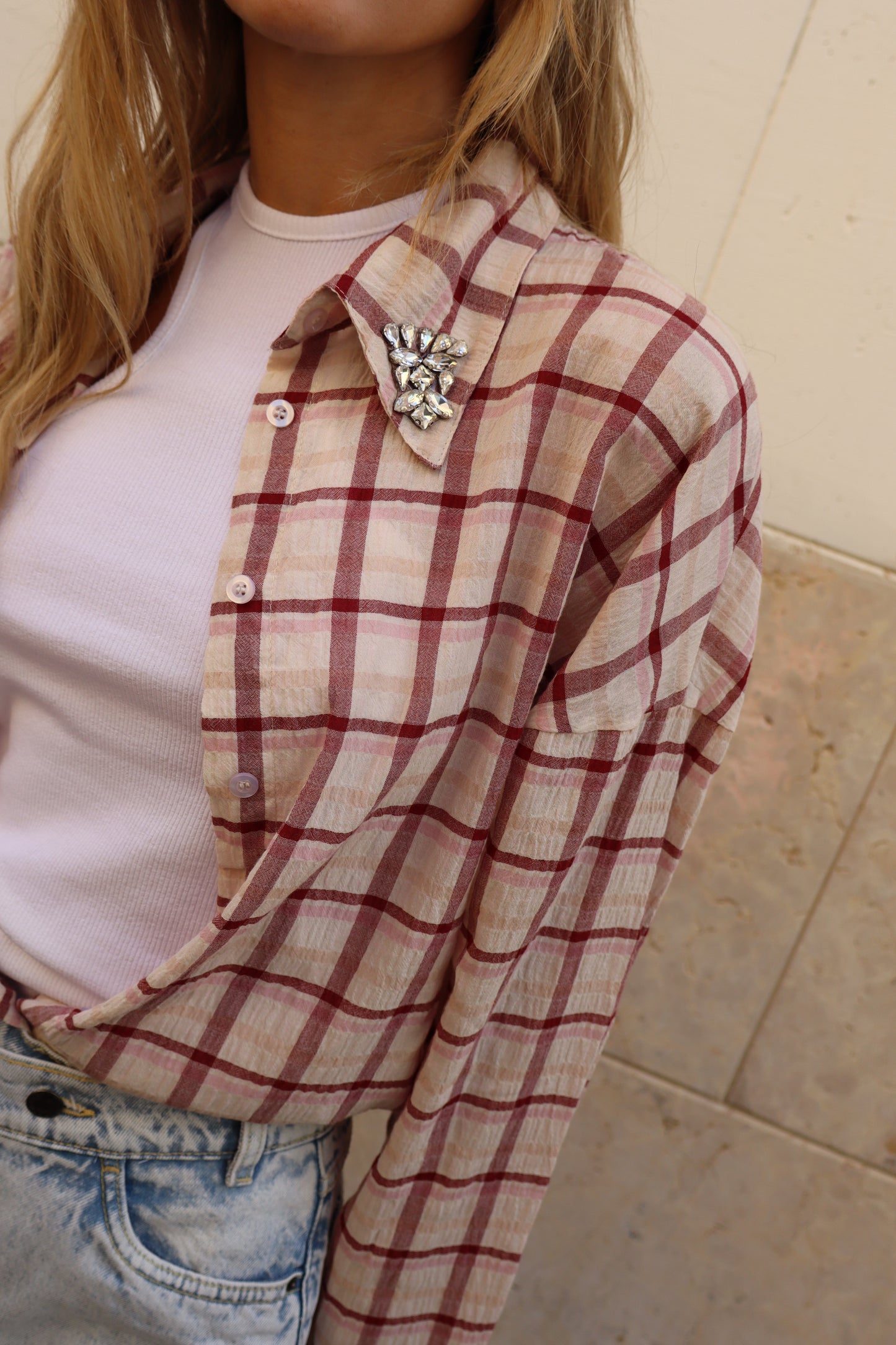CAMICIA CON STRASS CHECK
