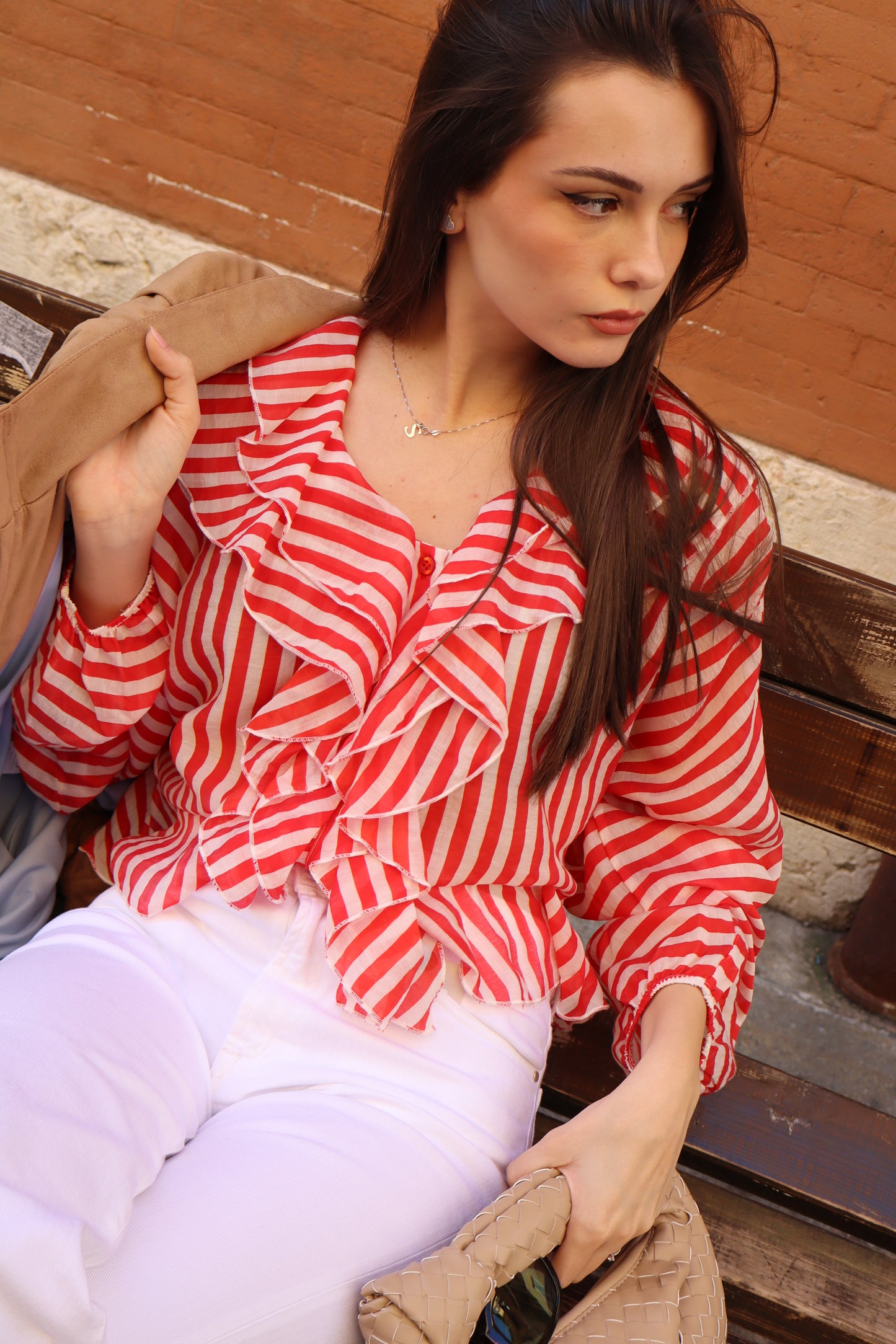 CAMICIA RIGHE ROSSA CON ROUGE