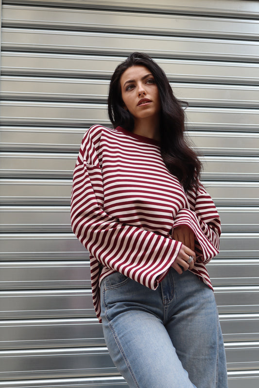 MAGLIA MANICA AMPIA A RIGHE
