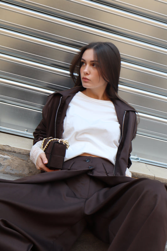 PANTALONE DOPPIO BOTTONE AMPIO MORO