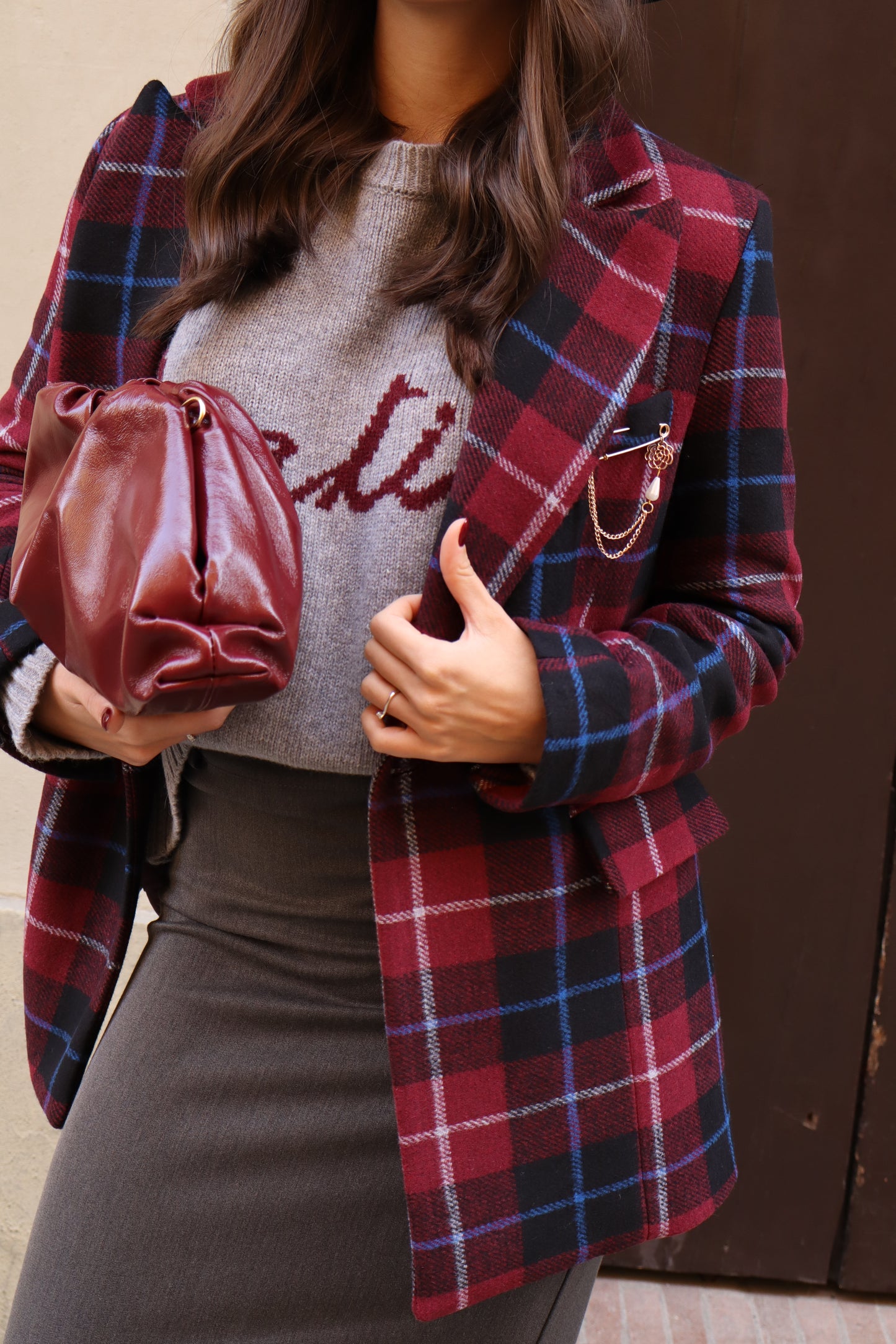 BLAZER CHECK BORDEAUX
