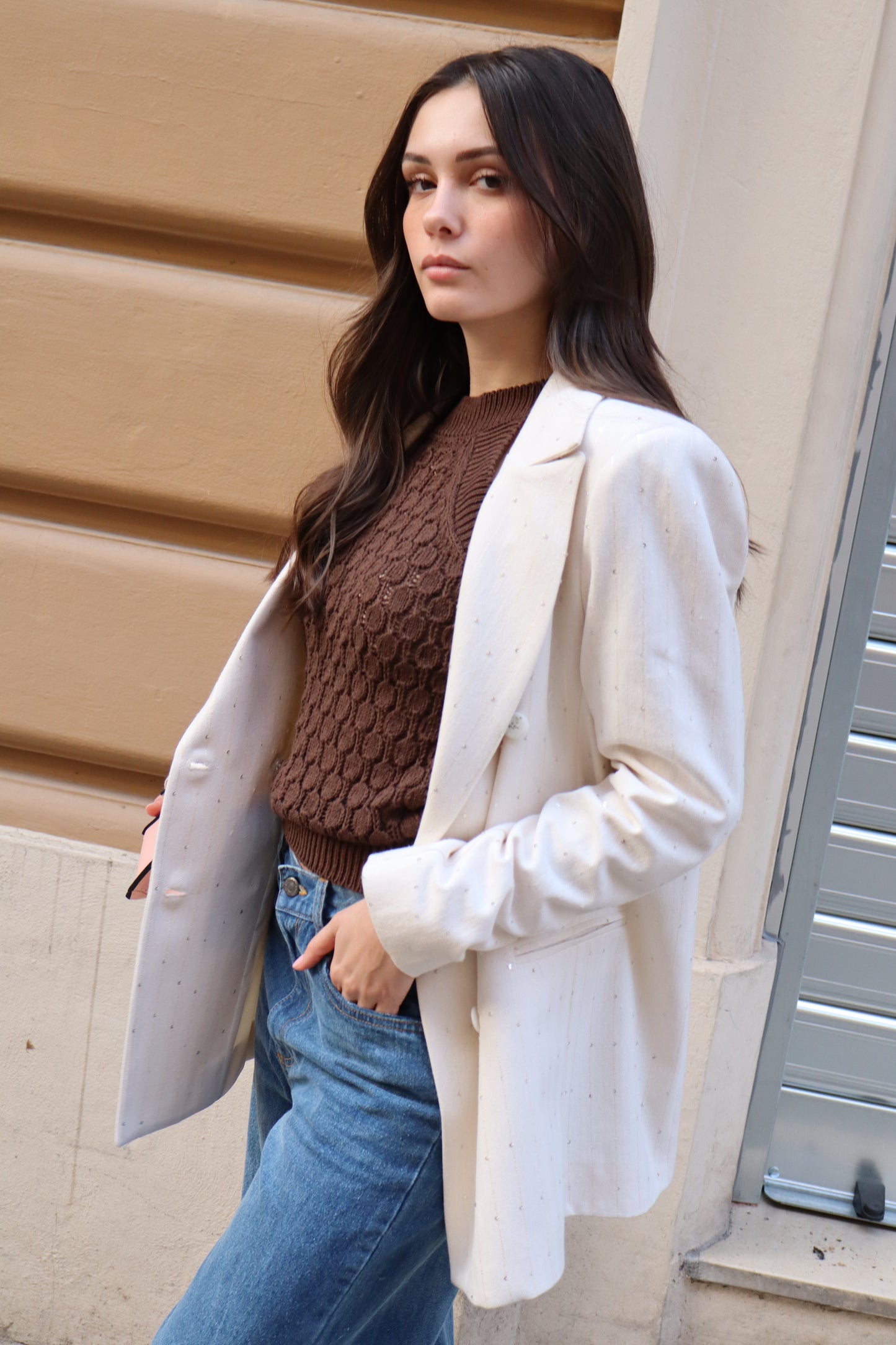 BLAZER DOPPIOPETTO CON MICRO PAILLETTES