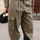 PANTA CARGO IN GABARDINA VERDE MILITARE