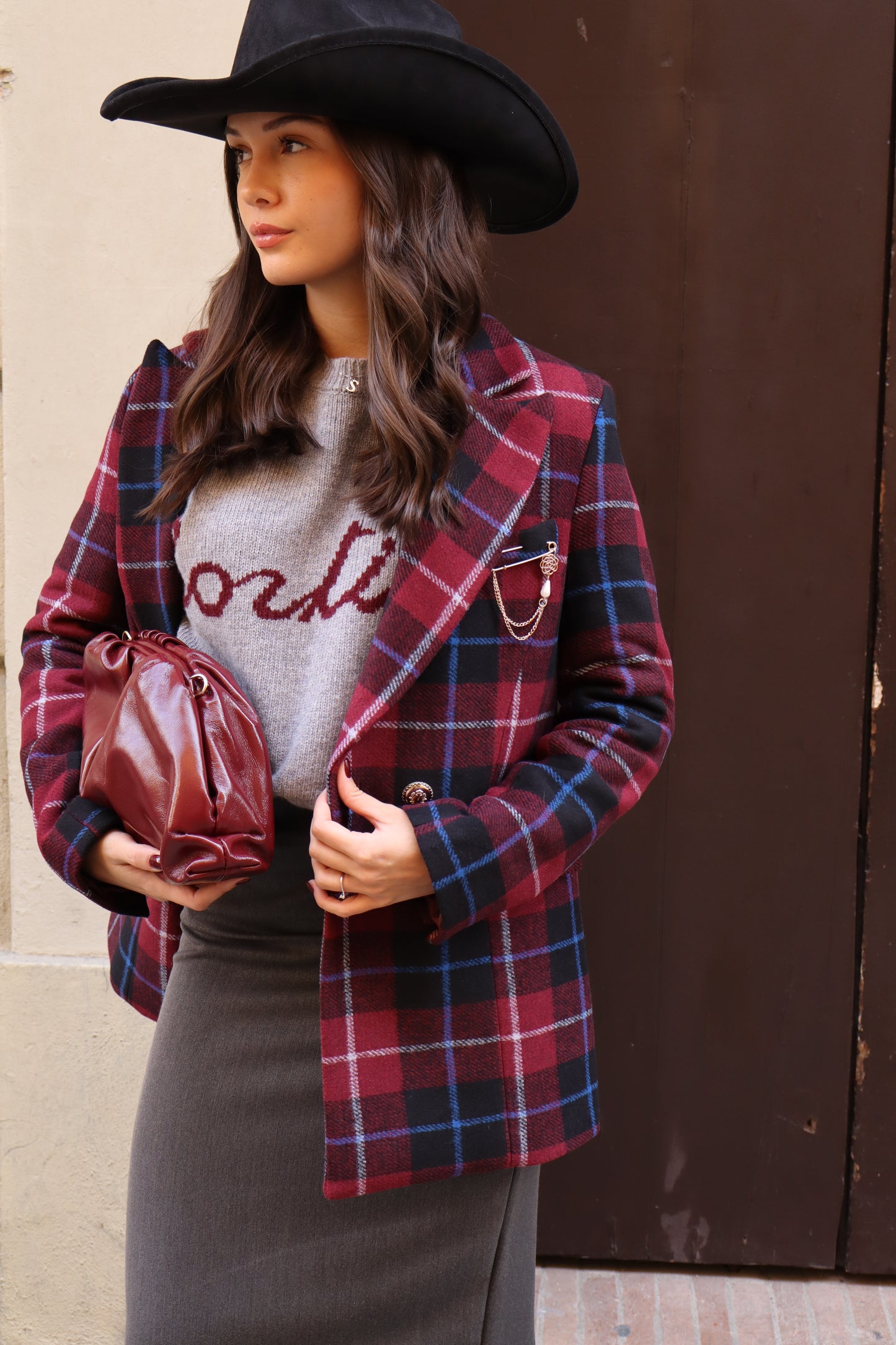 BLAZER CHECK BORDEAUX