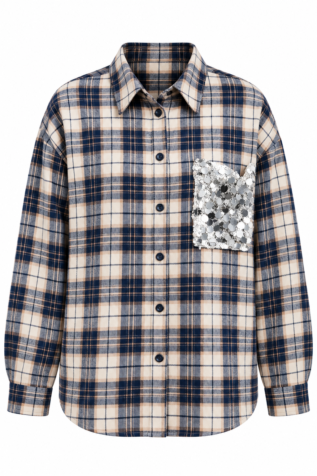 CAMICIA CHECK CON TASCA PAILLETTES