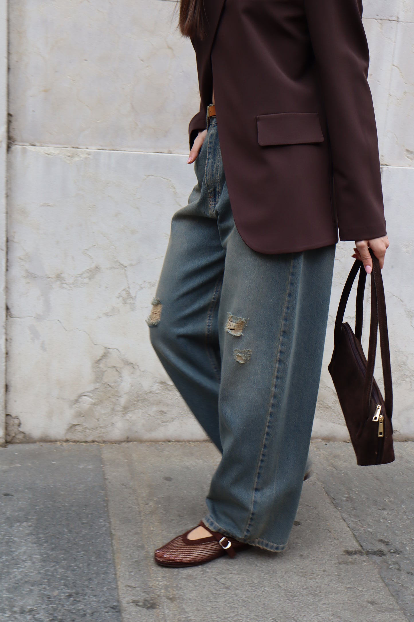 JEANS LARGO SLAVATO CON CINTURA