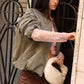 BOMBER VERDE CON BRILLANTINI ROSA