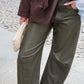 PANTALONE BALLOON ECOPELLE VERDE MILITARE