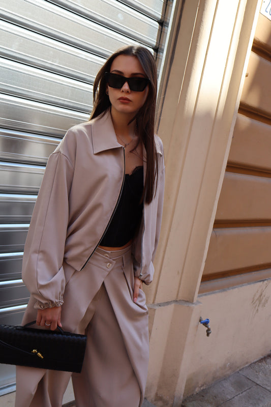 BOMBER CON ZIP SABBIA