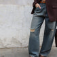JEANS LARGO SLAVATO CON CINTURA