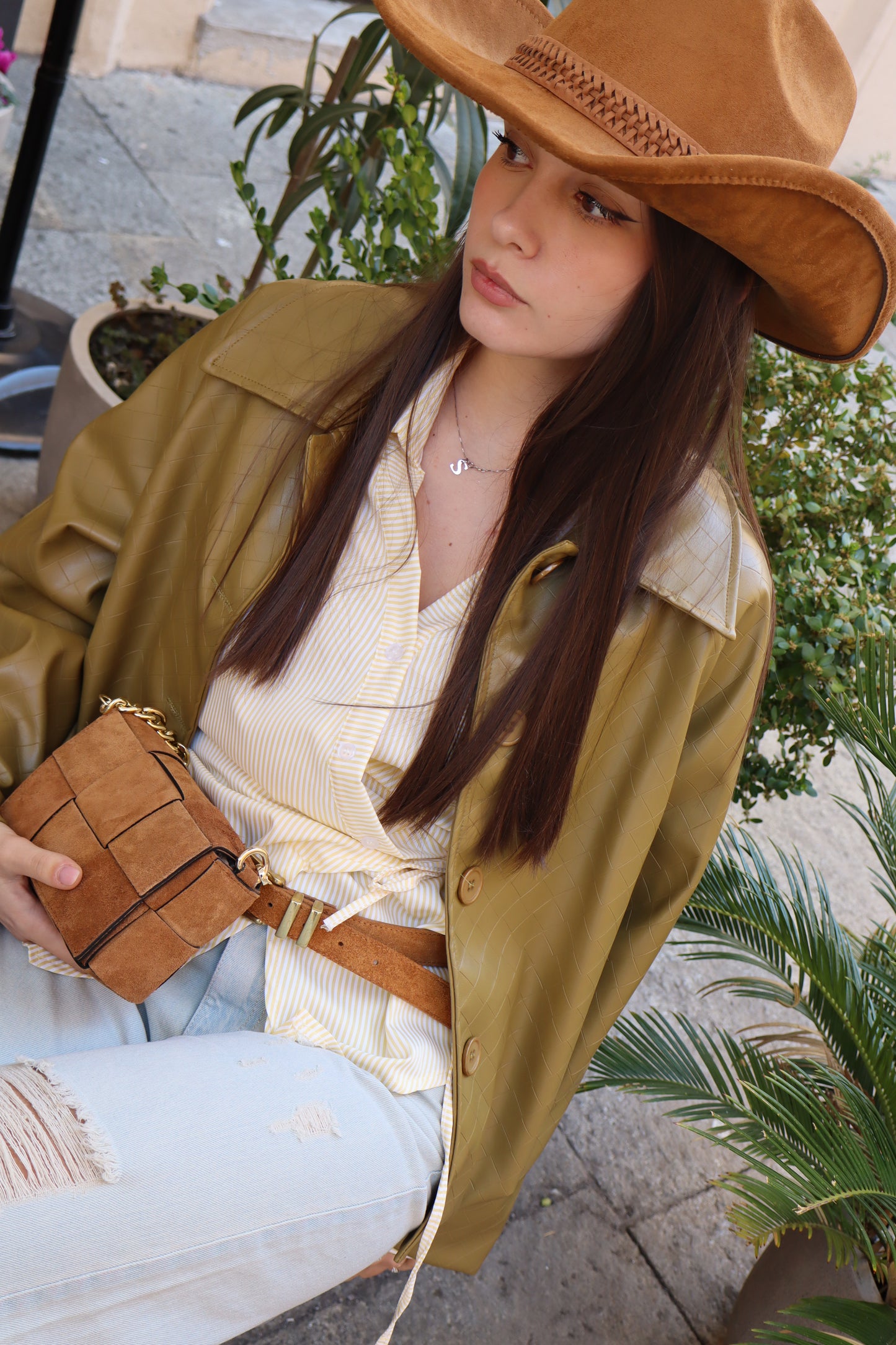 BOMBER ECOPELLE OLIVA INTRECCIATO