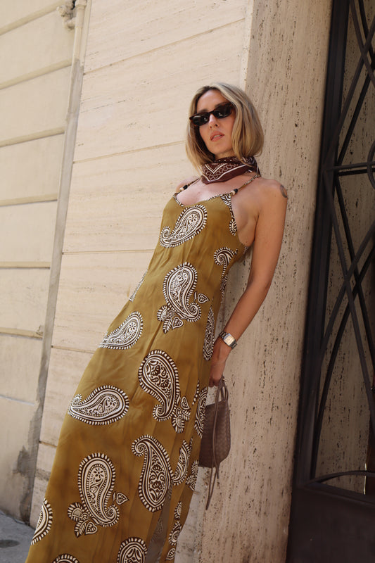 ABITO LUNGO INCROCIO PAISLEY