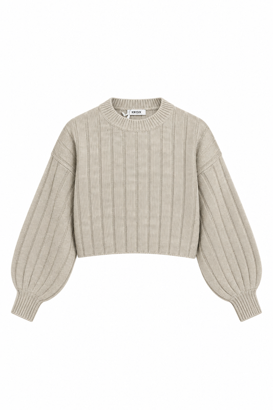 MAGLIONE CROP CON MANICA AMPIA