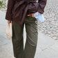 PANTALONE BALLOON ECOPELLE VERDE MILITARE