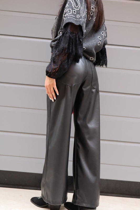 PANTALONE ECOPELLE A PALAZZO