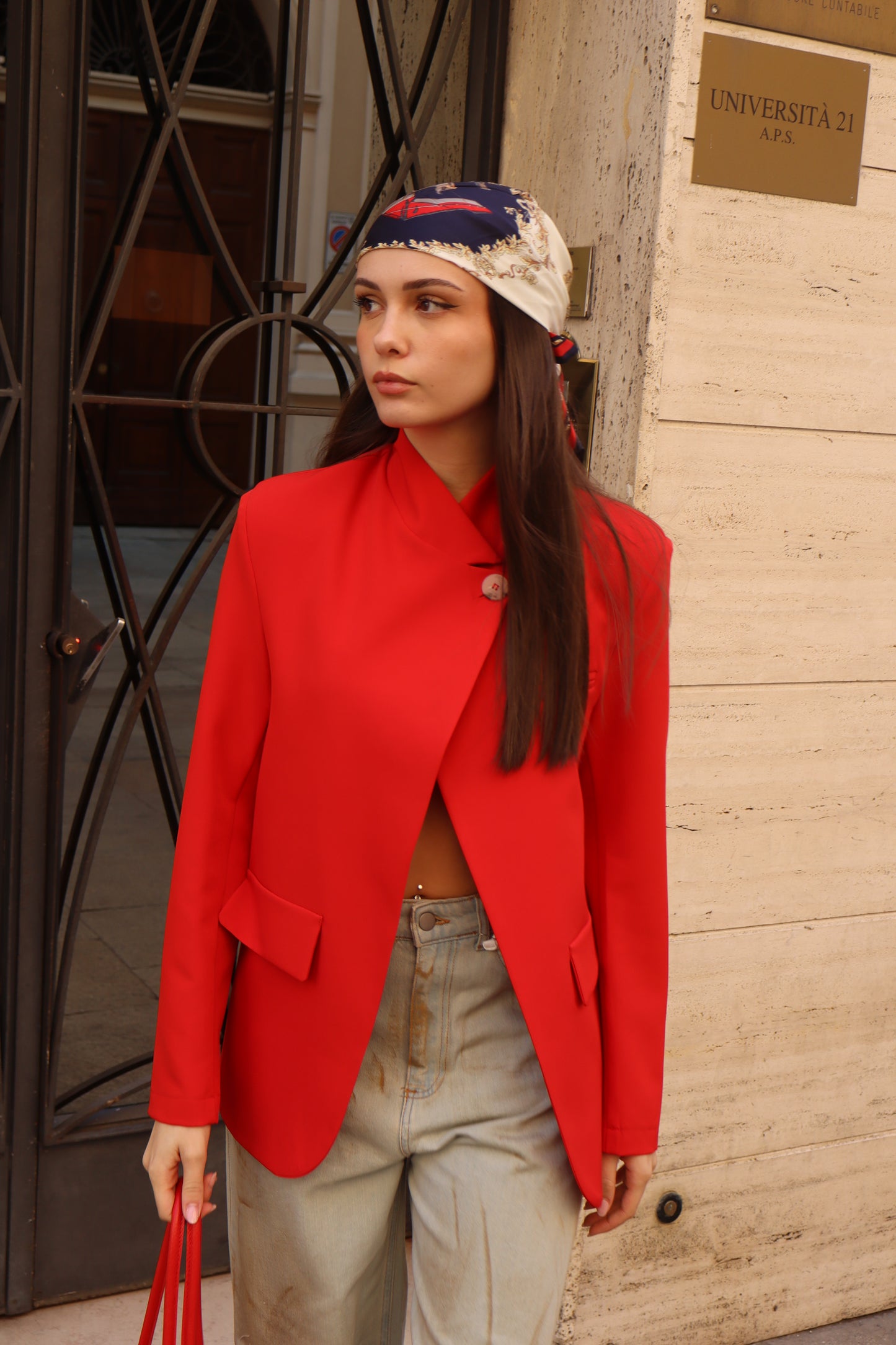 BLAZER ALLACCIATURA ASSIMMETRICA ROSSA