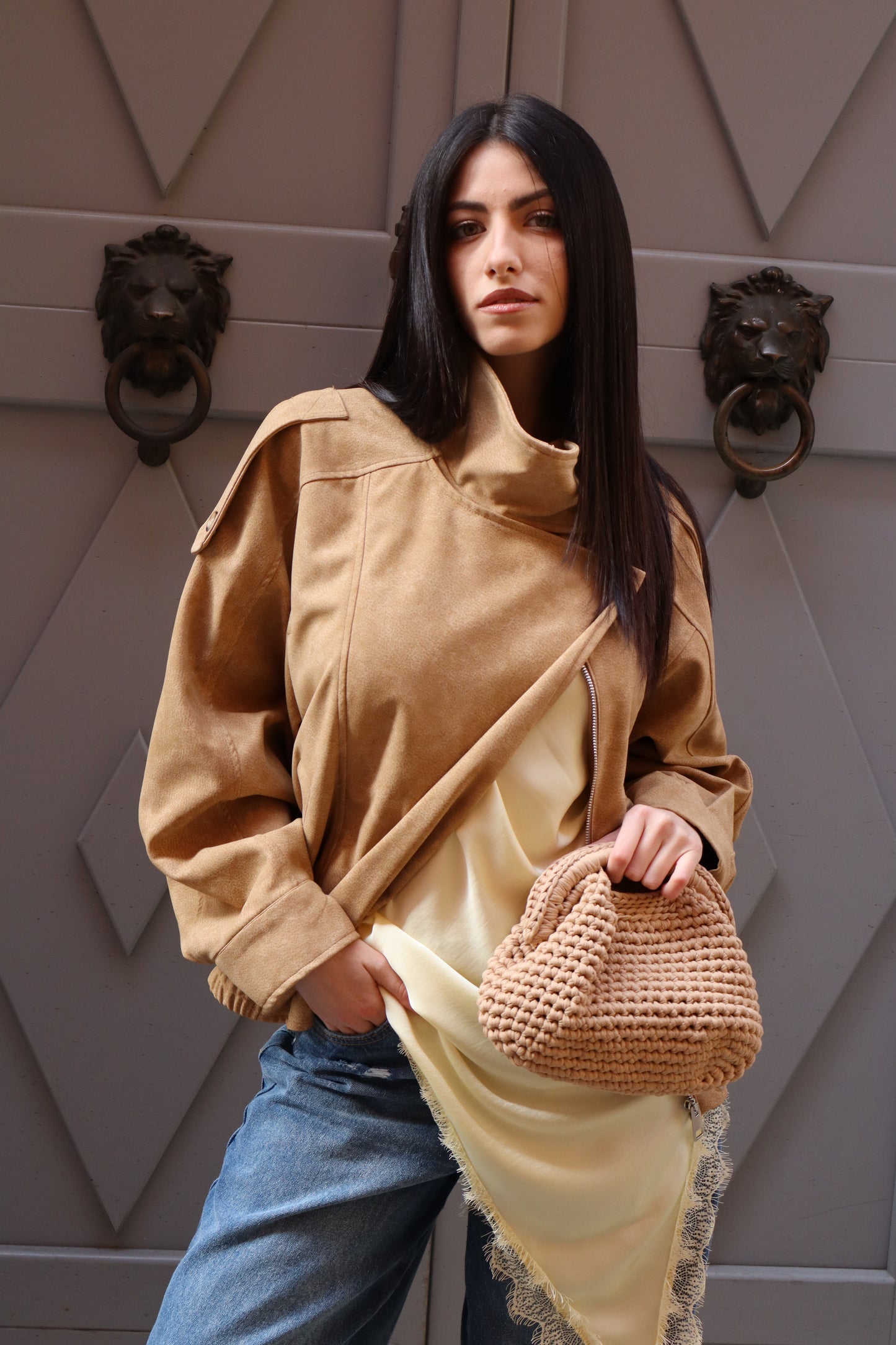 BOMBER SAFARI IN CROSTA BEIGE