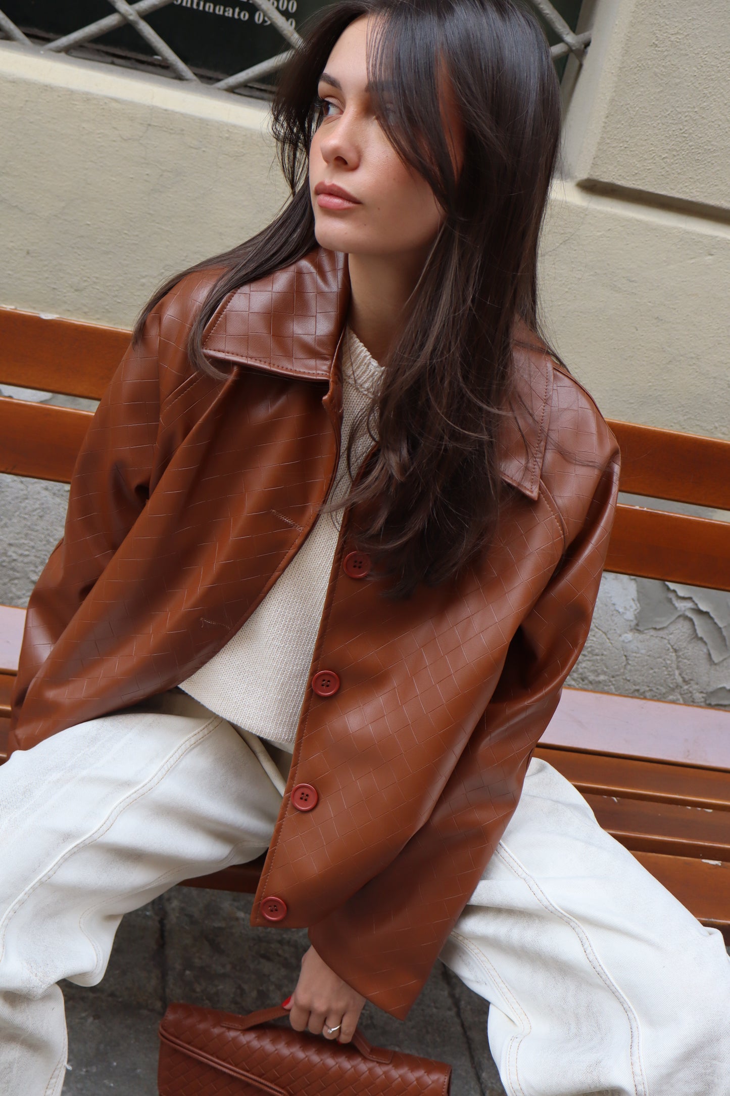 BOMBER ECOPELLE INTRECCIATO