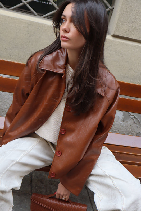 BOMBER ECOPELLE INTRECCIATO