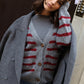 CARDIGAN RIGHE GRIGIO BORDEAUX