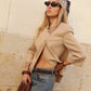 BLAZER MEZZA MANICA ALLACCIATURA ASIMMETRICA BEIGE