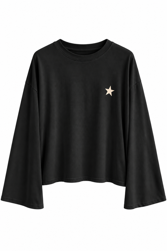 MAGLIA MANICA A CAMPANA CON STELLA