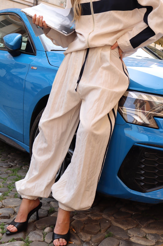 PANTALONE AMPIO CON BANDE ED ELASTICO