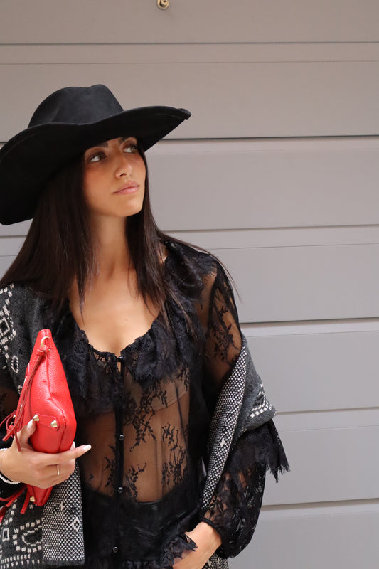 CAMICIA PIZZO CON ROUGE