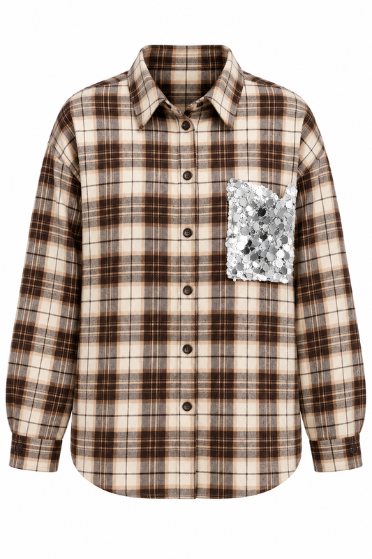 CAMICIA CHECK CON TASCA PAILLETTES