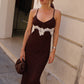 ABITO LUNGO  PIZZO CON SPALLINE SOTTILI
