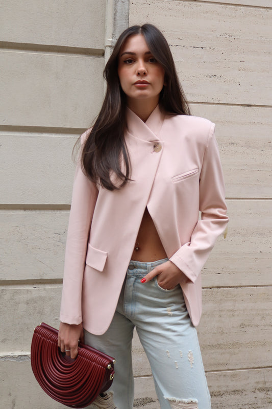 BLAZER ALLACCIATURA ASIMMETRICA ROSA