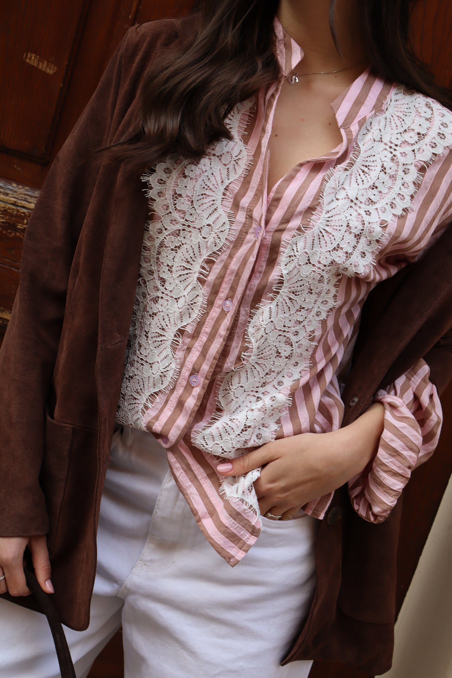 CAMICIA A RIGHE ROSA