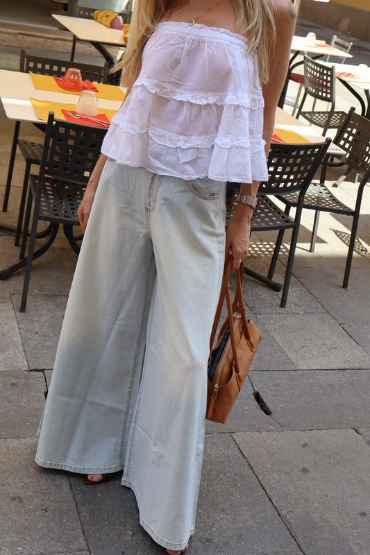 JEANS A CAMPANA AZZURRO
