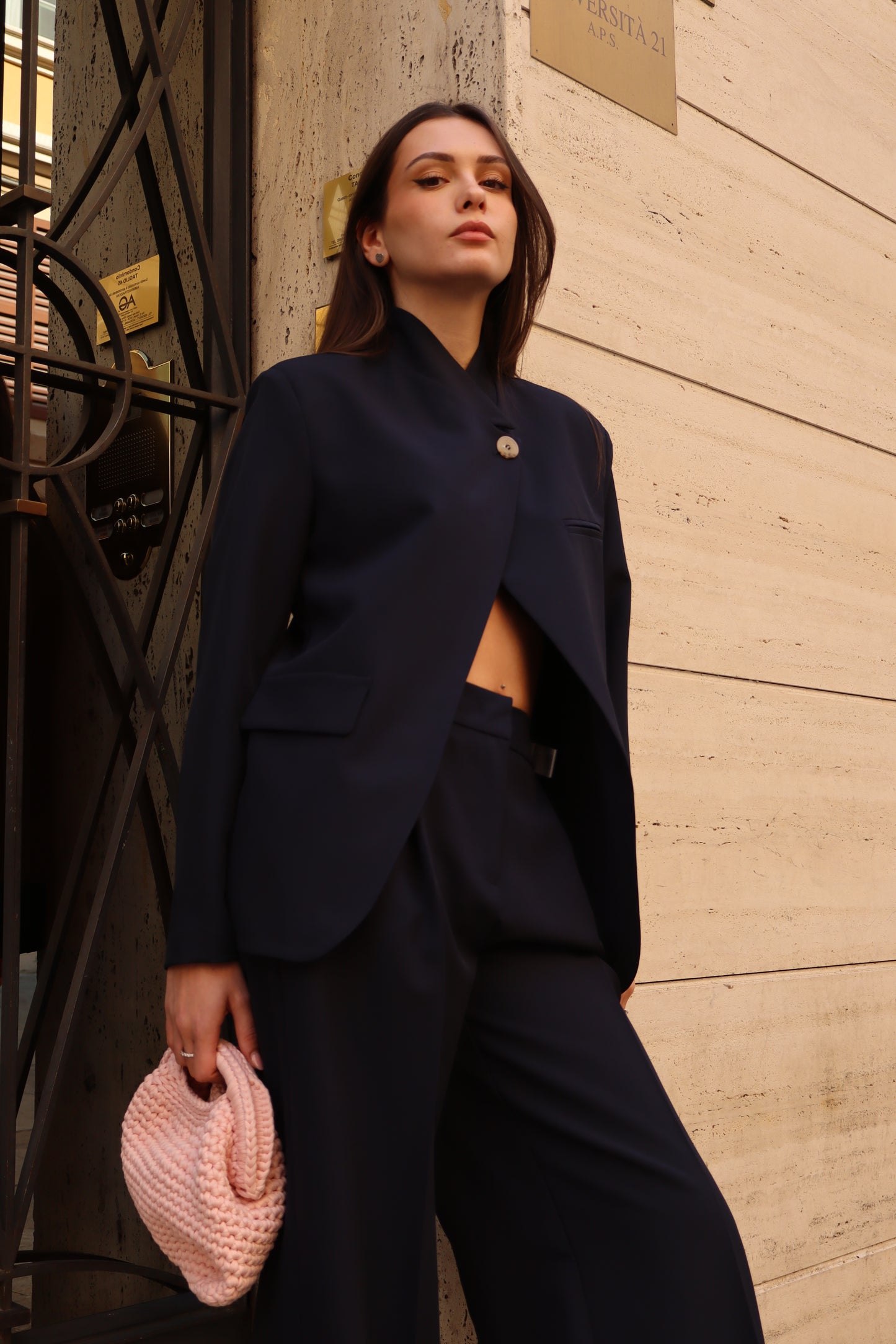 BLAZER ALLACCIATURA ASSIMMETRICA BLU