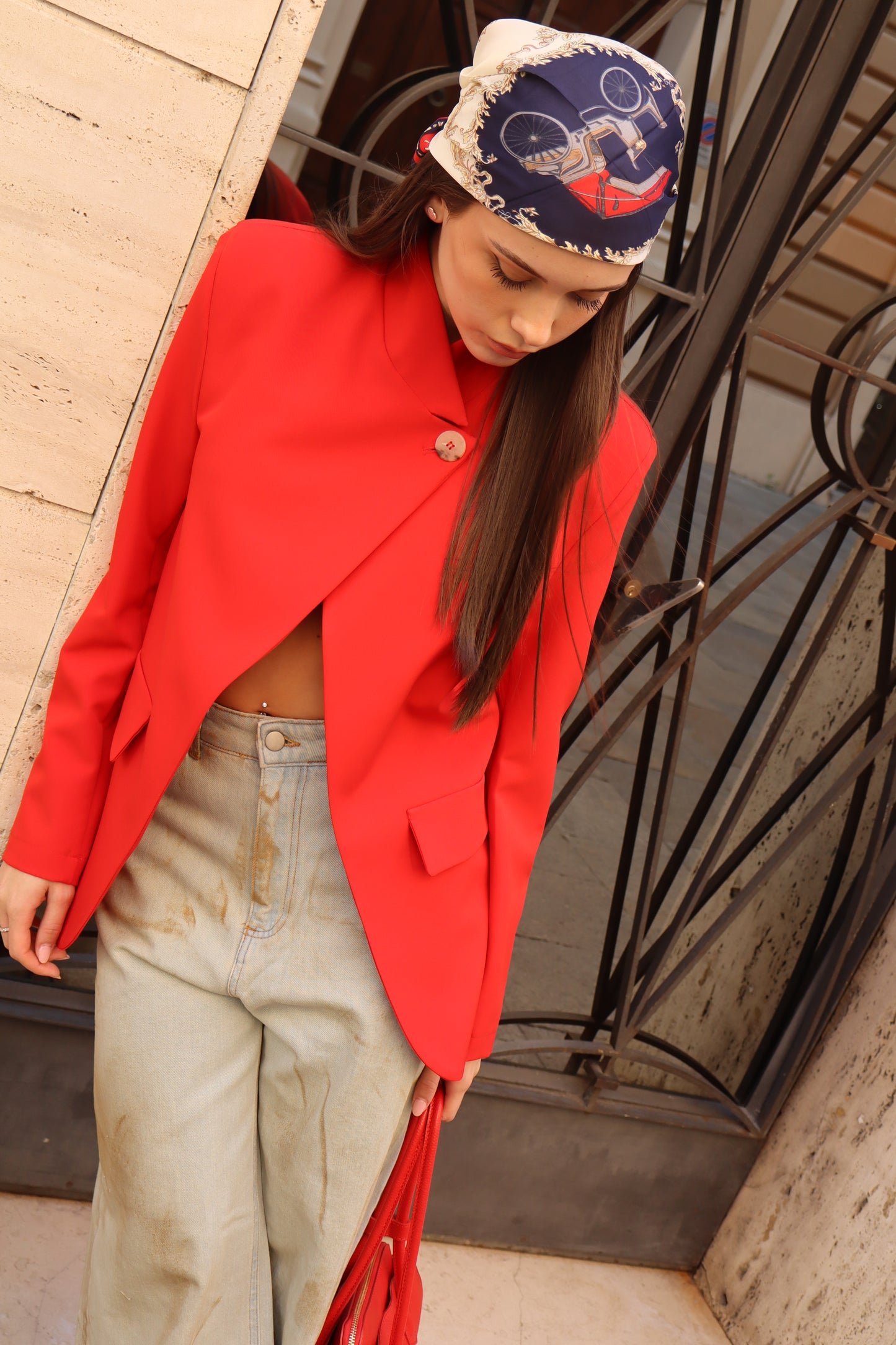 BLAZER ALLACCIATURA ASSIMMETRICA ROSSA