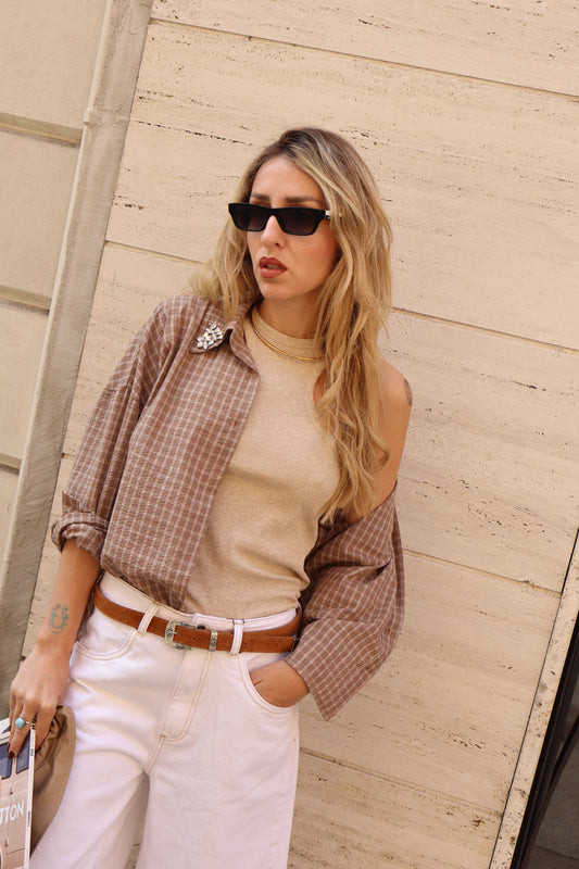 CAMICIA CON STRASS CHECK