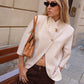 BLAZER MEZZA MANICA ALLACCIATURA ASIMMETRICA SABBIA