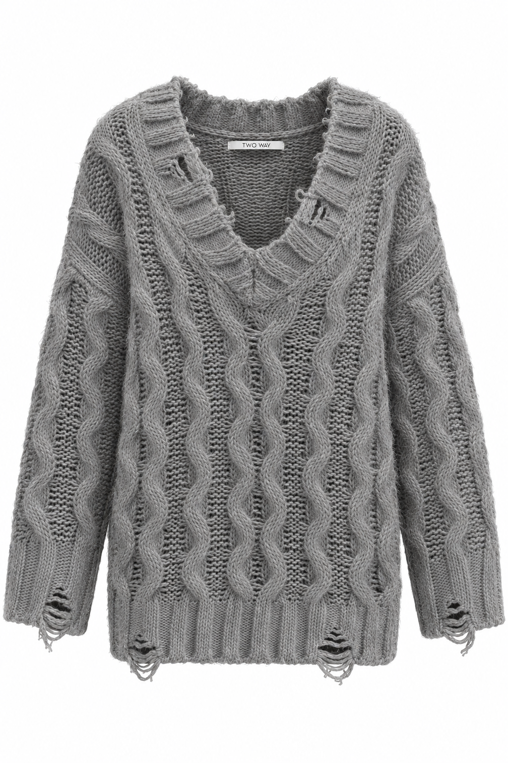 MAGLIONE A TRECCIA CON STRAPPI
