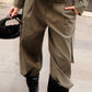 PANTA CARGO IN GABARDINA VERDE MILITARE
