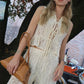 GILET IN PIZZO CON LACCI PANNA