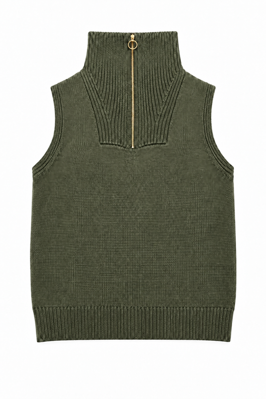 MAGLIONE SMANICATO CON ZIP