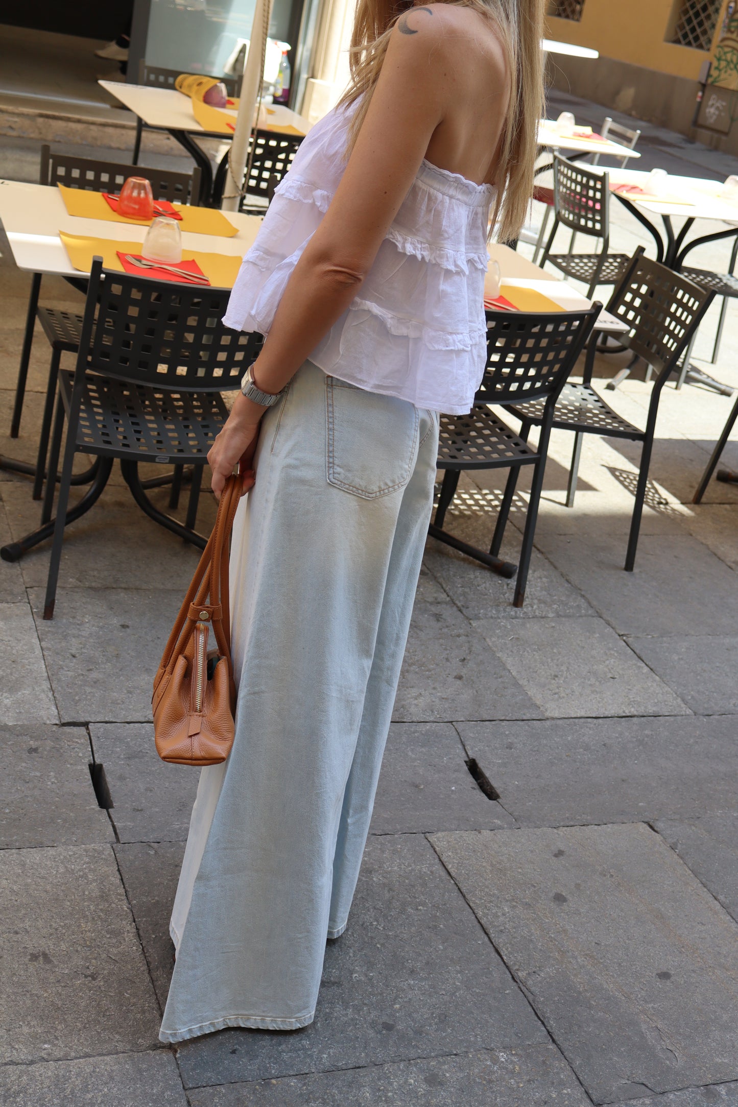 JEANS A CAMPANA AZZURRO