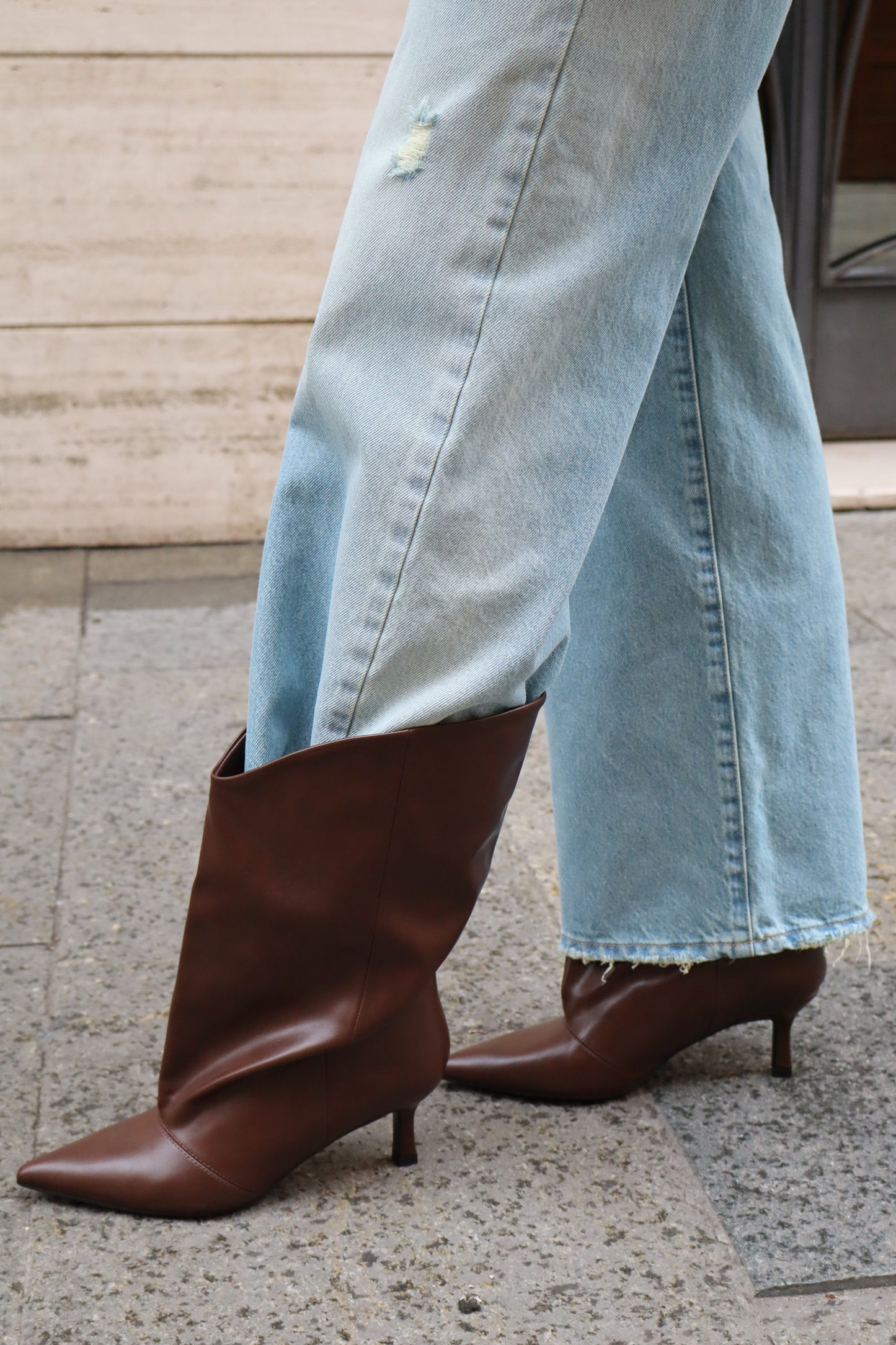 STIVALETTO KITTEN ECOPELLE MORO