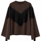 MAGLIA MANICA A CAMPANA CON FRANGE