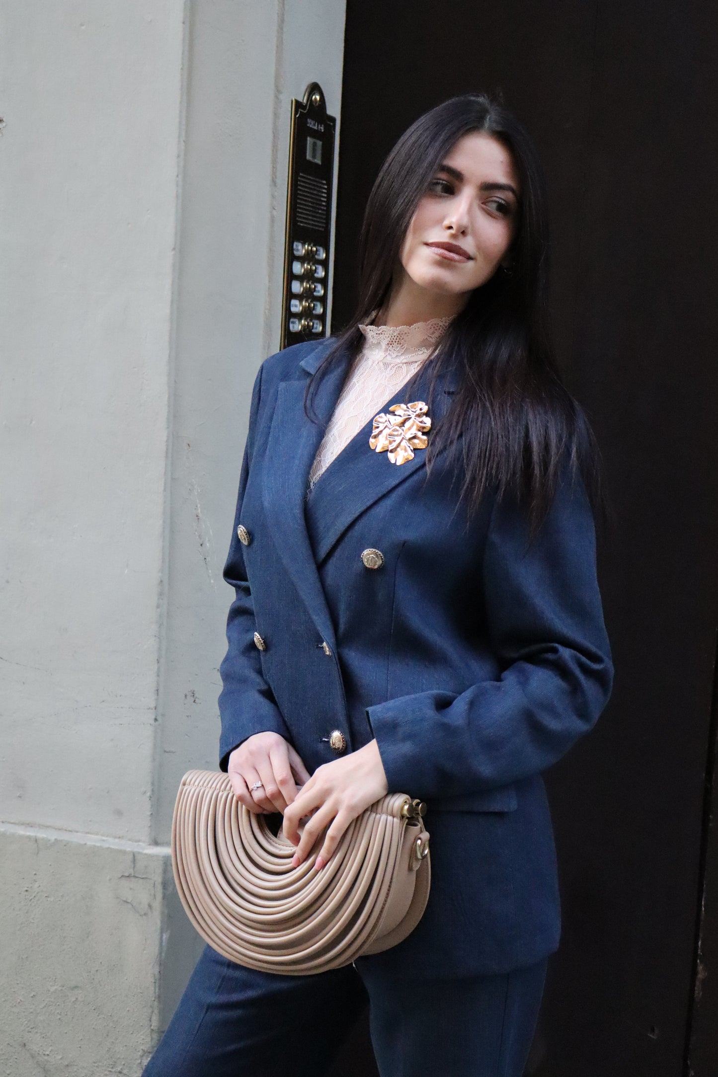 BLAZER CHAMBRAY BLU DOPPIO PETTO