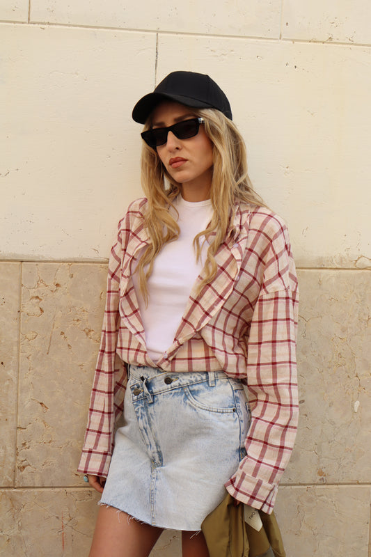 CAMICIA CON STRASS CHECK